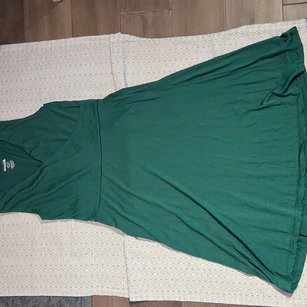 Wool& Isabelle Wrap Dress Midi Merino Wool Size Large Pacific Green